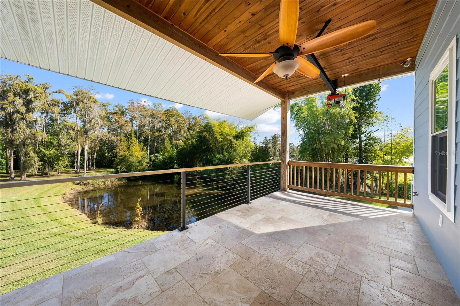 View of pond from balcony off dining room