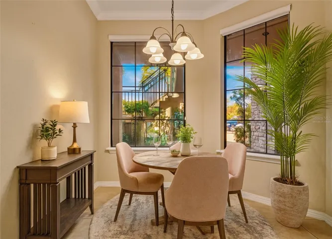Virtually staged eat in kitchen area