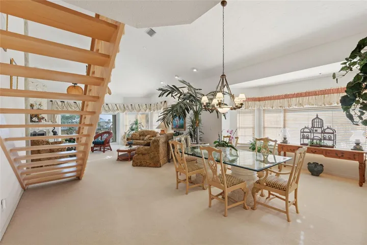 View of open concept living room/dining room