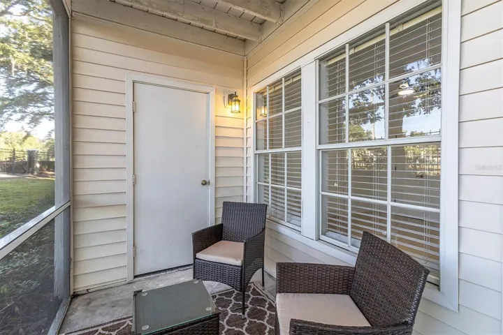 Screen enclosed porch for your morning coffee.