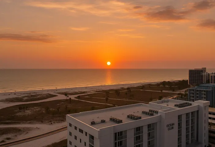 Building exterior and beach view