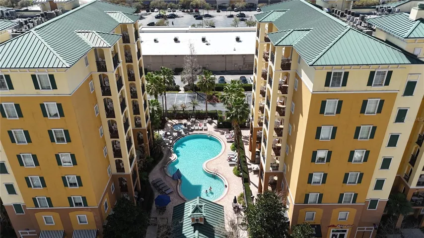 apparment building pool view