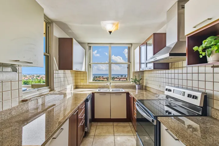 Palmanova Village PH 4-303 | Main Level Kitchen Ocean View