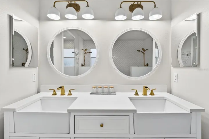 Dual sinks and dual medicine cabinets