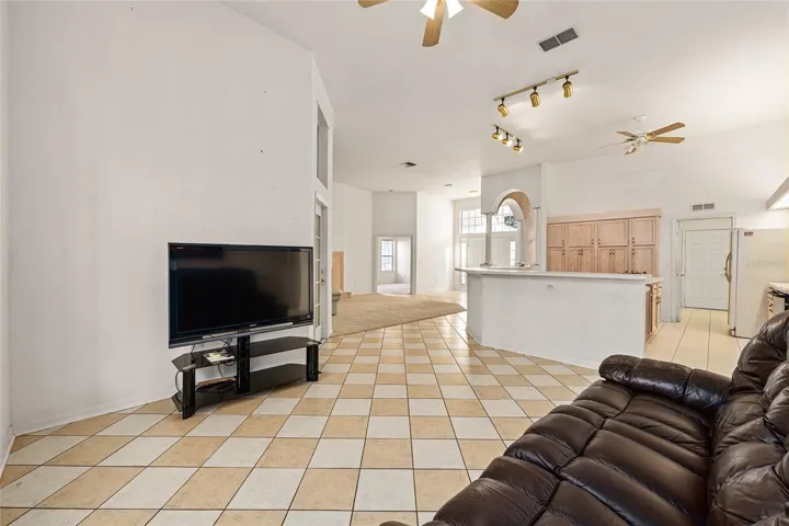 View from dining room to kitchen