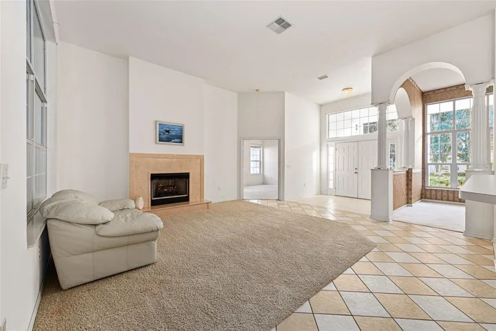 View from living room to front door