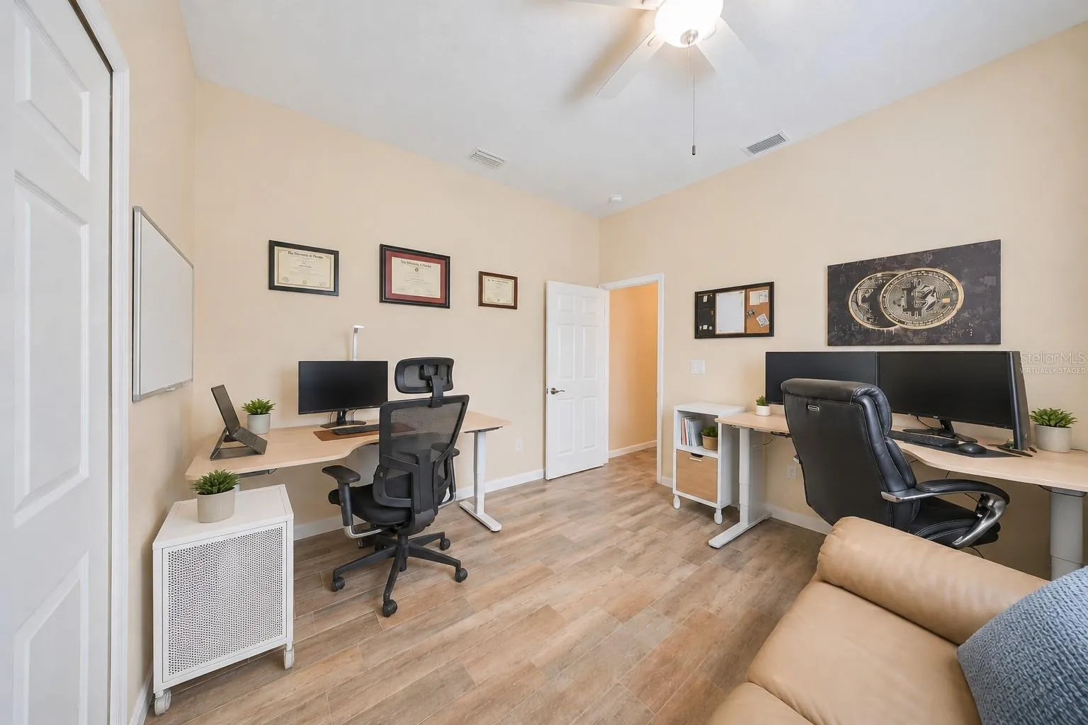 Virtually staged  bedroom used as office