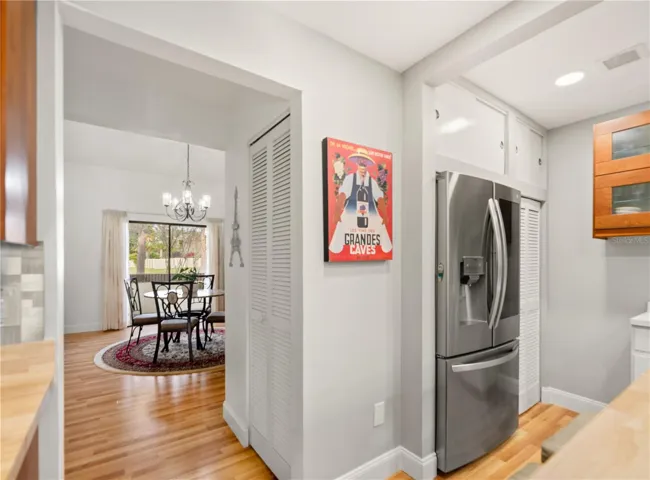 View of dining room from kitchen