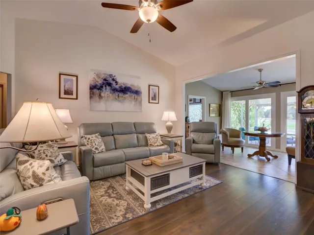 Spacious and Open Living Room Adjoining an Additional Dining Area