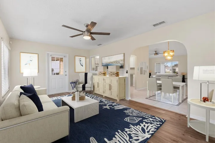 Virtually staged Florida room.