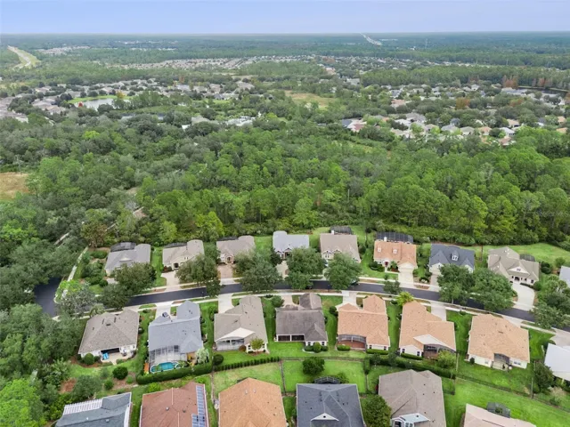 Aerial view of the surrounding neighborhood & conservation area by the home