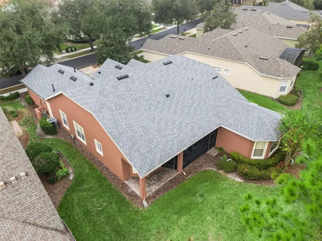 Aerial view of the rear of the home