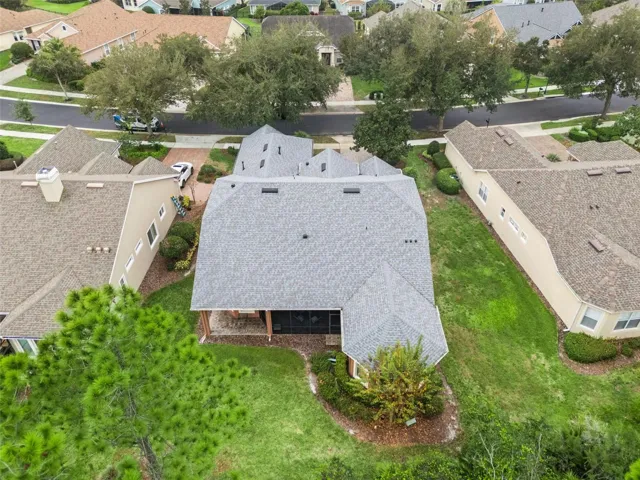 Aerial view from behind the home