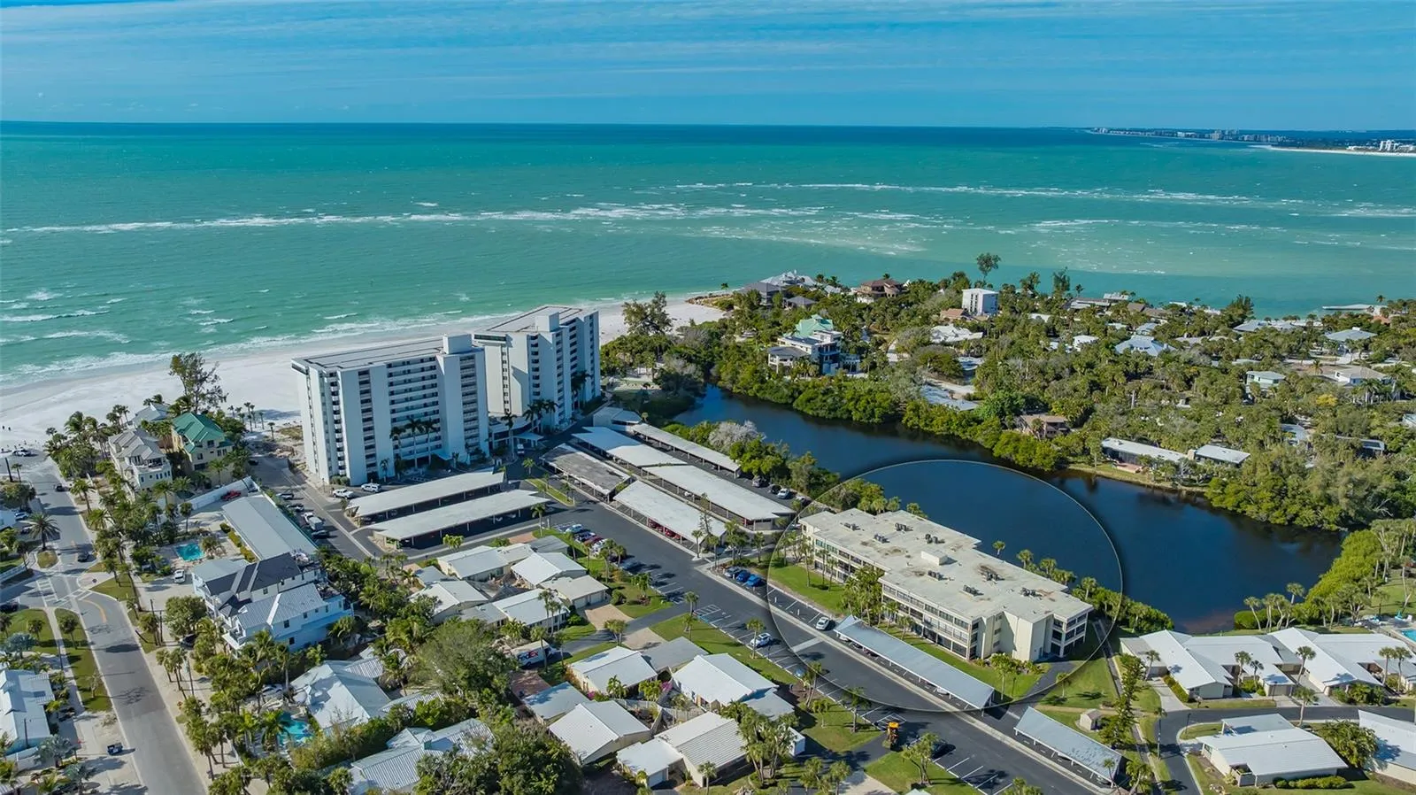 Welcome to Whispering Sands!  Unit #107 is located in the Tropic View building circled.