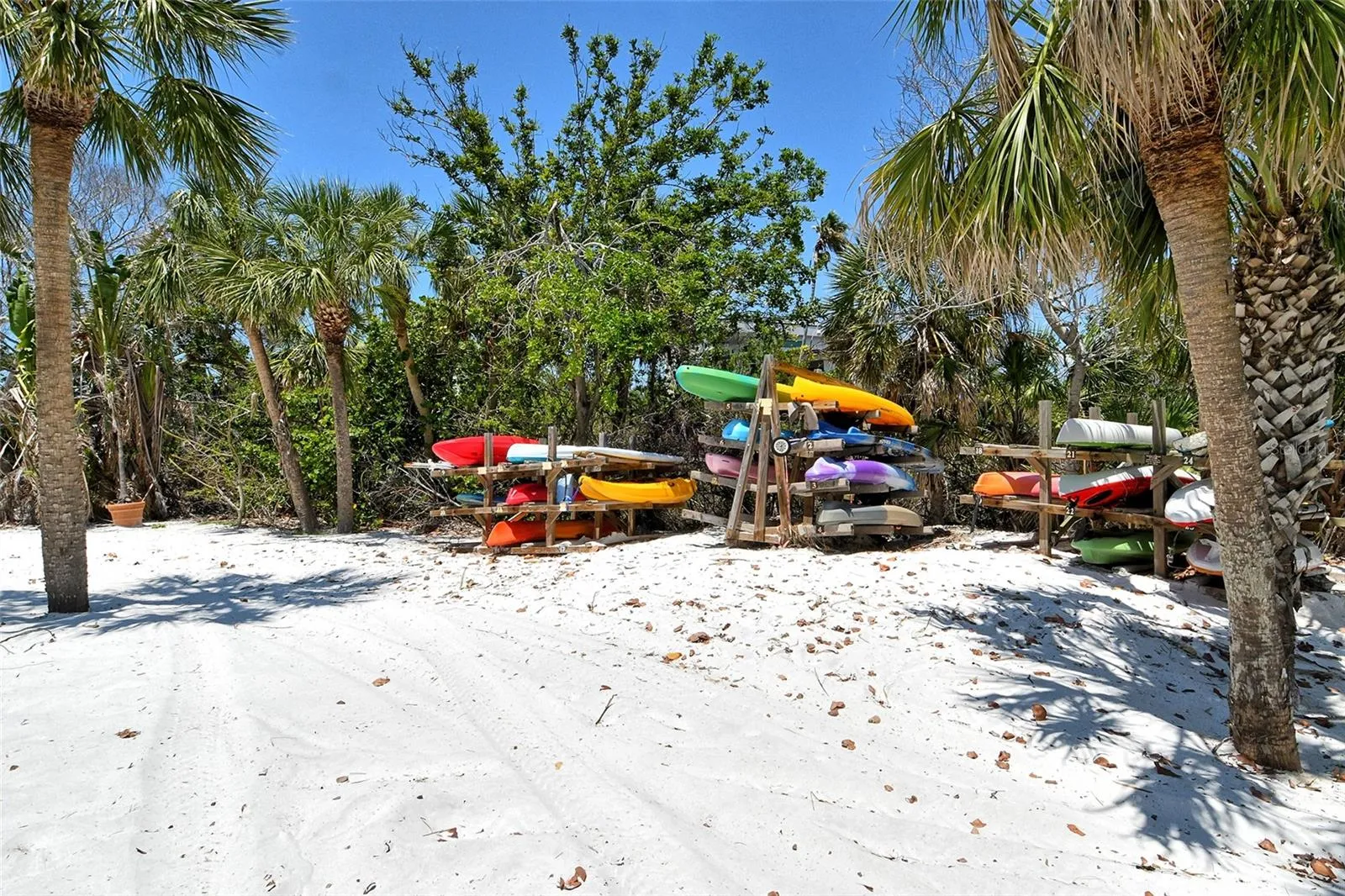 Beachside canoe/kayak storage.
