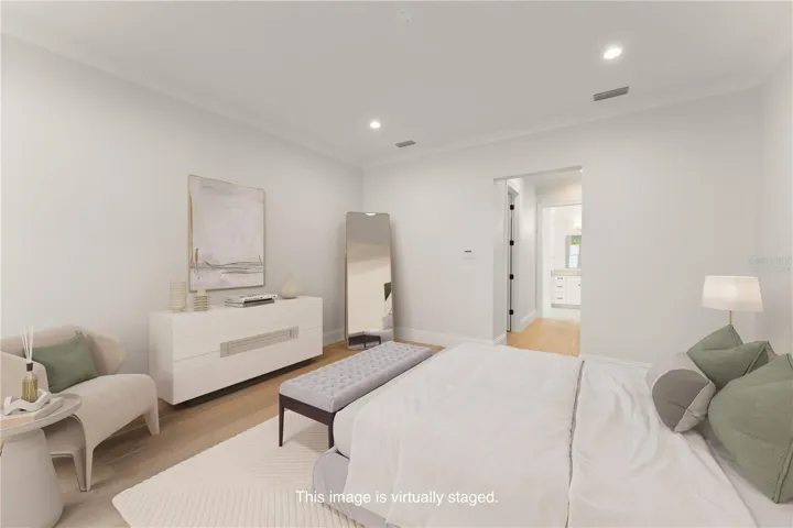 Virtually staged image of the primary bedroom.