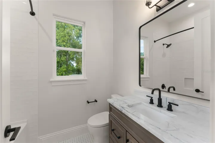 The second story also has 10’ ceilings and 8’ doors.  The three bedrooms upstairs all have remote controled ceiling fans installed.