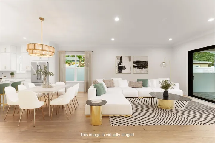 Virtually staged image of the great room.