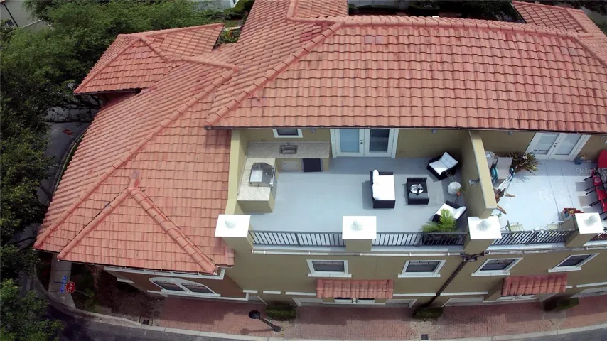 Aerial View of Outdoor Kitchen with Elevator Access