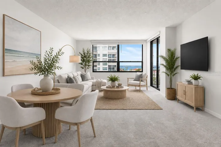 VIRTUALLY STAGED Dining and living room combination
