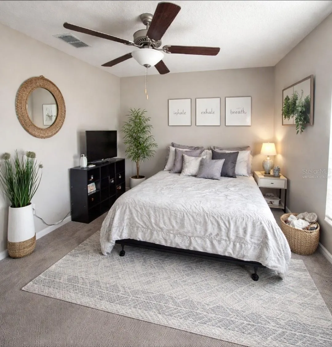 Virtually staged guest bedroom