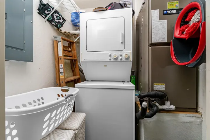 Stack washer/dryer in closet off of the Florida Room