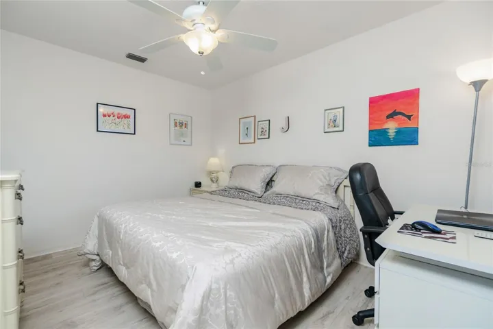 Guest bedroom can even fit a desk!