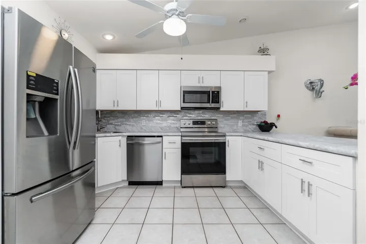 Notice the stainless French door refrigerator
