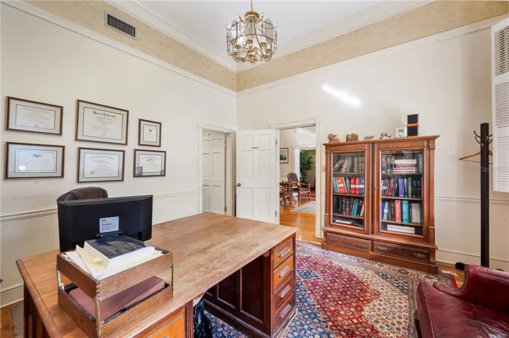 office #1 exits to the reception area and the adjoining office #2