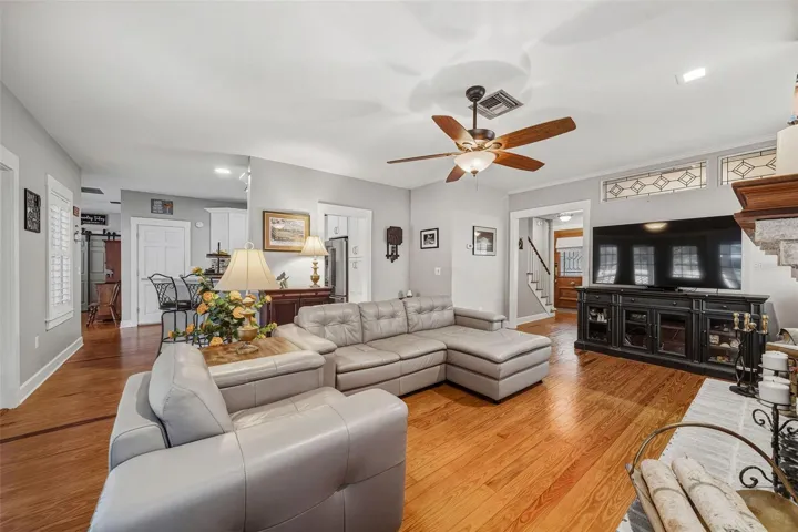 Living room opens to kitchen