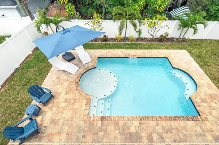 View of the pool from balcony