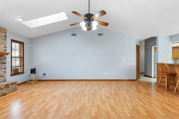 Family Room with fireplace on left