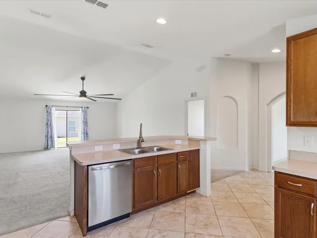 KITCHEN ISLAND WITH LIVING ROOM