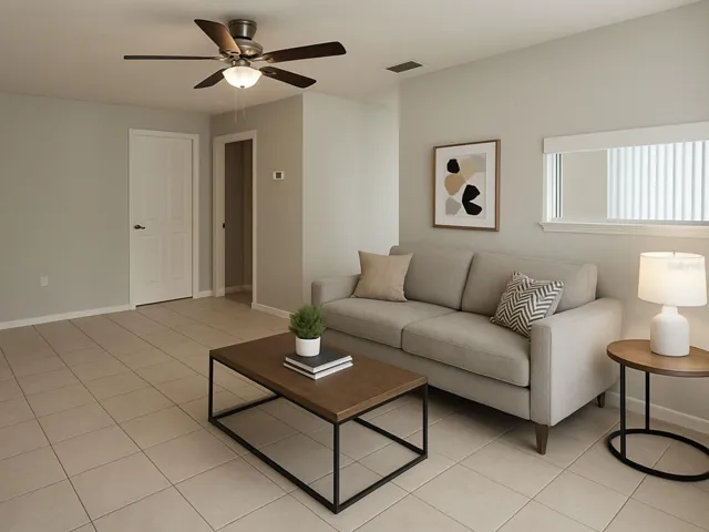 Virtual staged living room