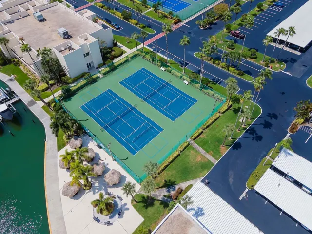 Tennis courts in community/ pickle ball