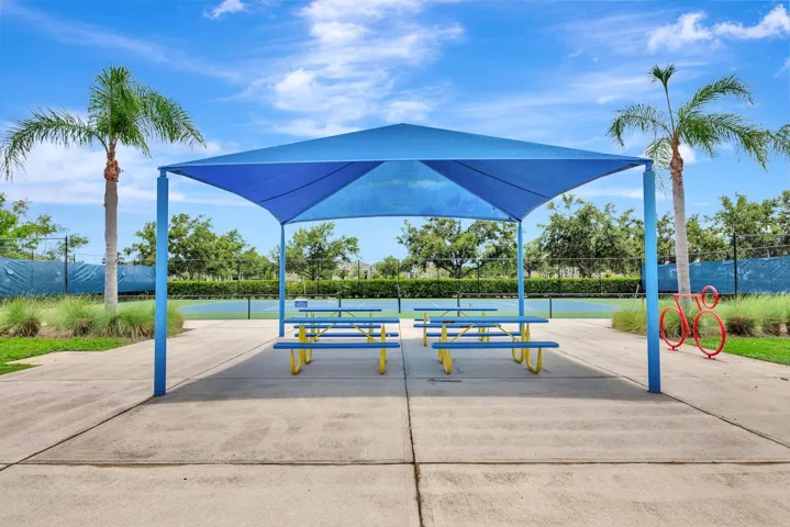 Covered Tables by Tennis Courts