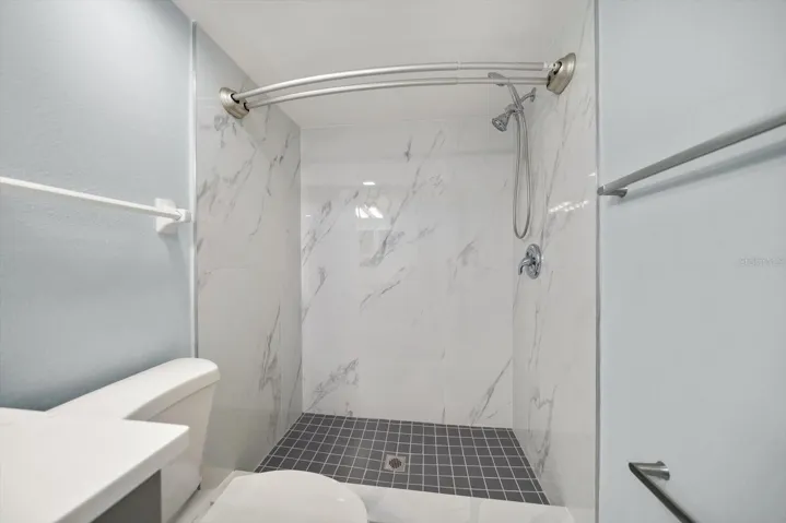 Walk in shower.