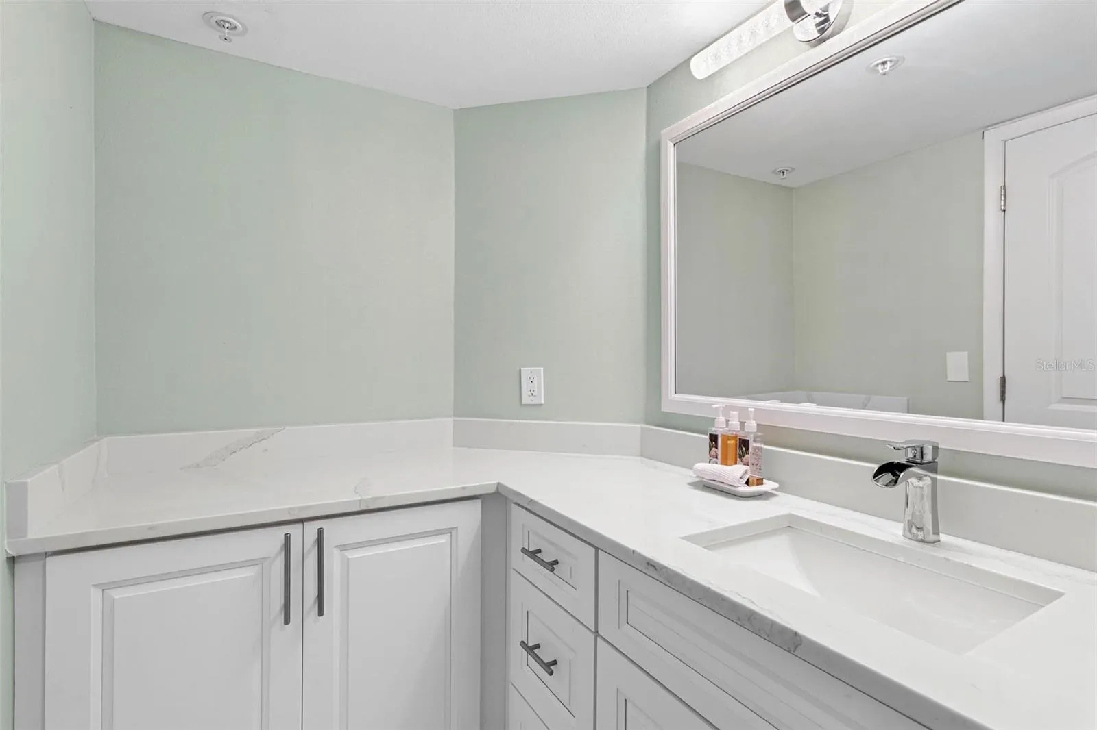 guest bathroom vanity area