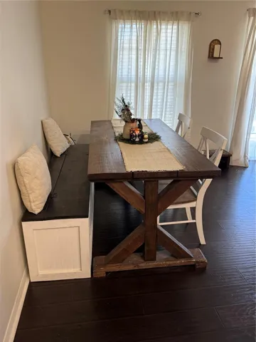 Custom built kitchen table with bench and chairs