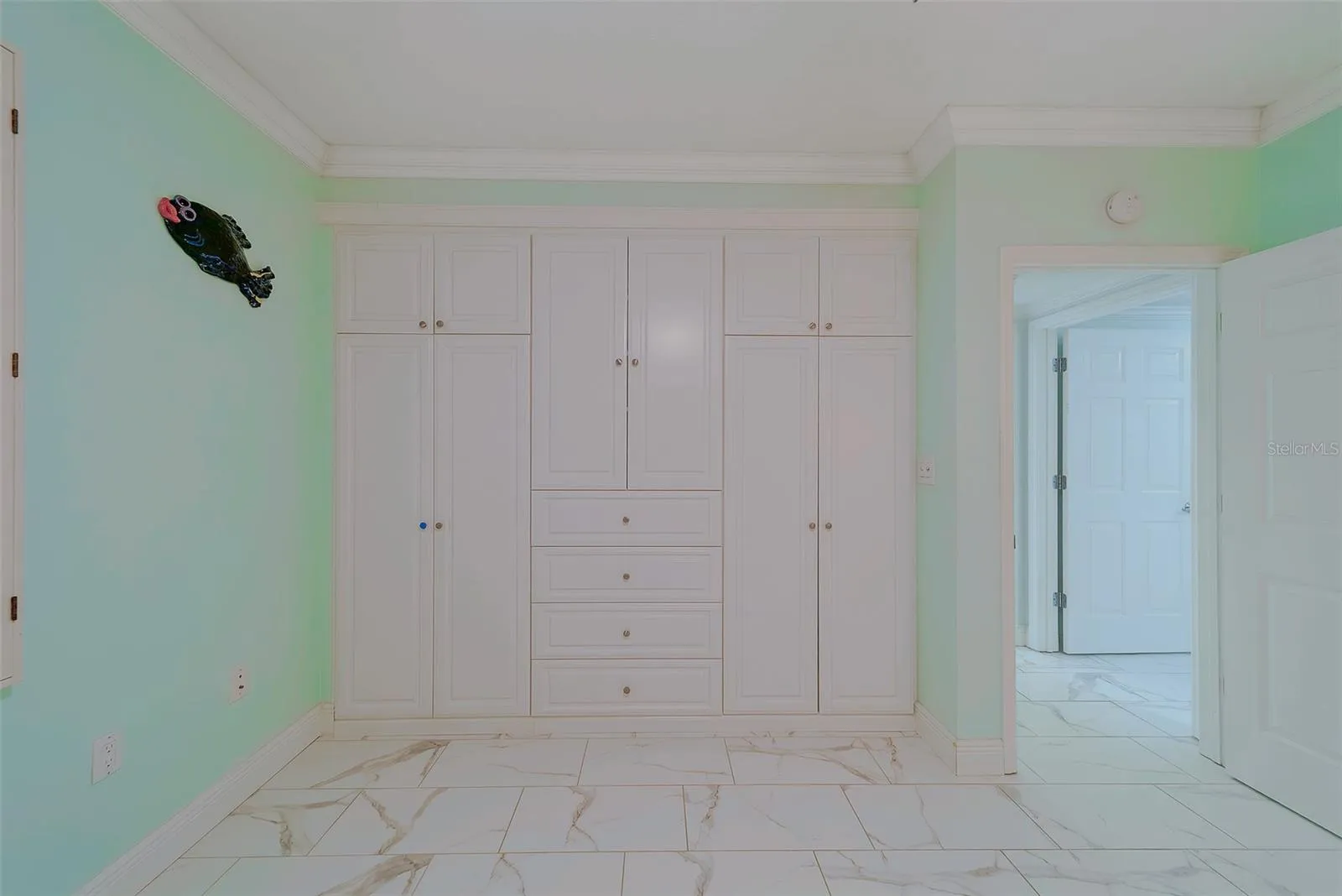 built-in closet with drawers