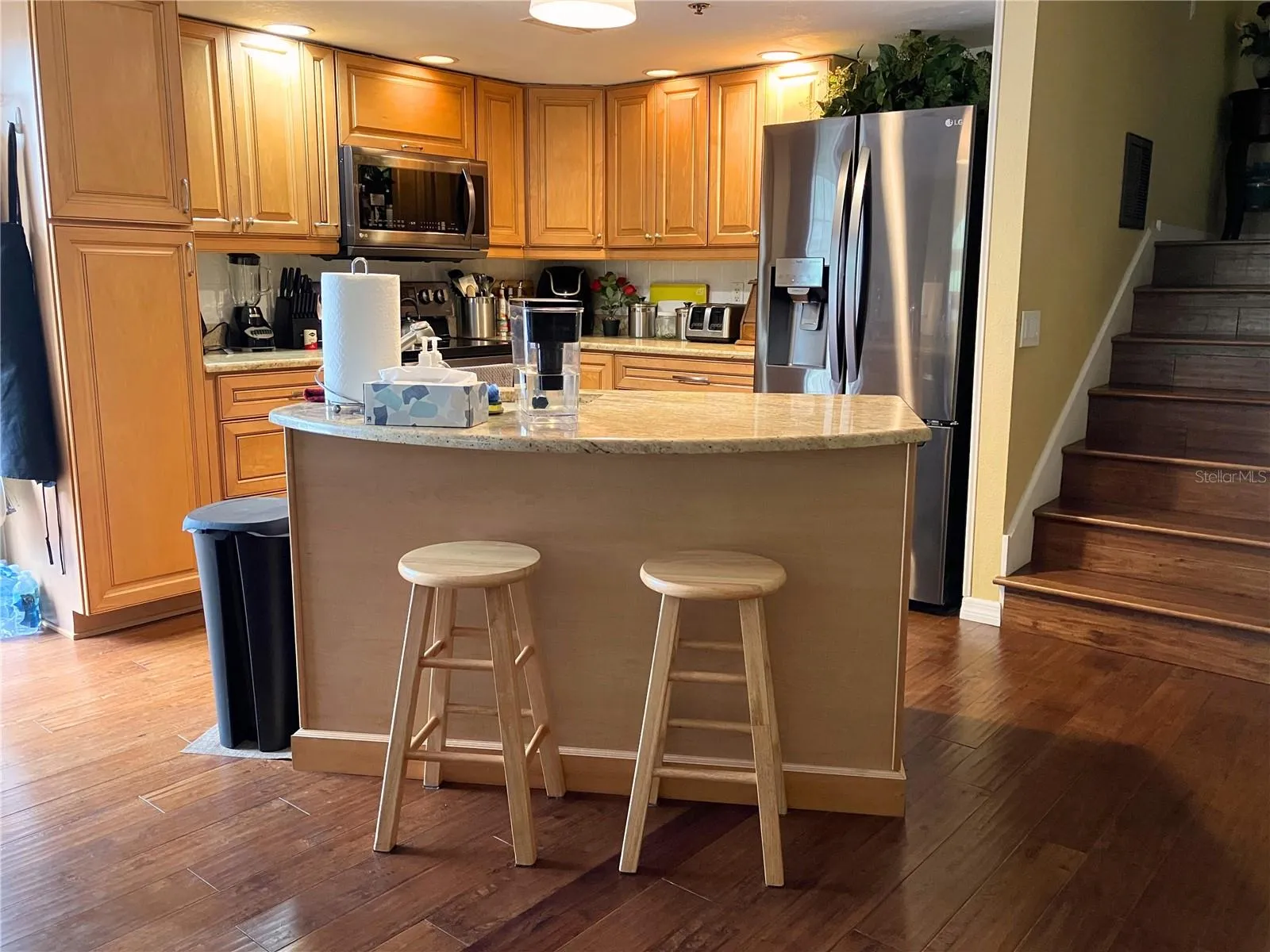 Island has sink enabling you to stay connected with guests while you prep food and wash dishes.