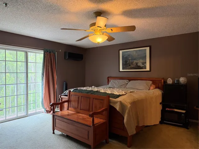 Primary bedroom has sliding glass doors that lead to a look out balcony for stargazing and watching the wildlife that live in the Cypress trees.