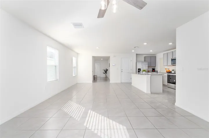 Living Room, Dining Room, and Kitchen