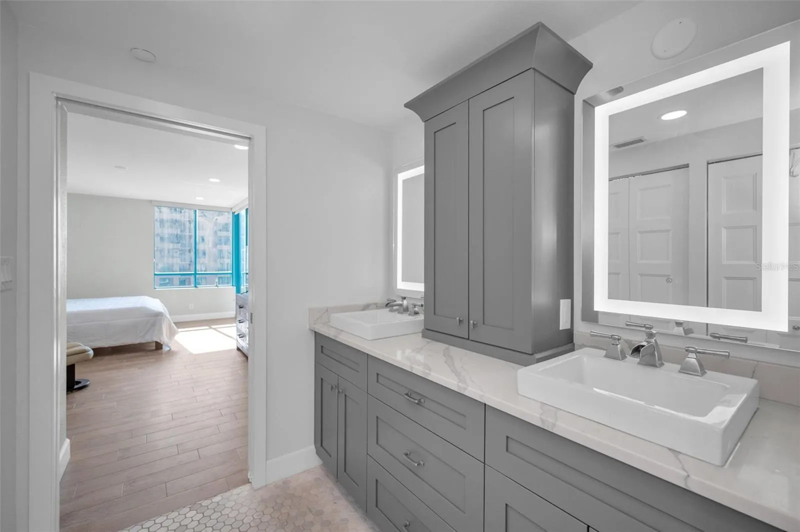 Master Suite Retreat Scenic Surround to Aquamarine Panorama Features Bath including, Dual Sink Vanity, Walk In Closet Dress Area &amp; Spacious Walk In Shower &amp; Free Standing Soaking Tub.