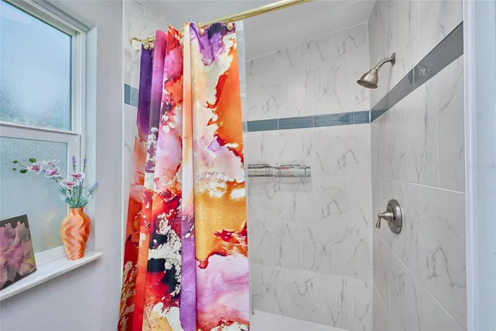 Walk in shower in the master bathroom