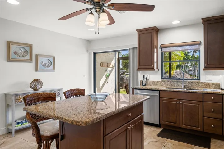 Kitchen overlooking the screened porch