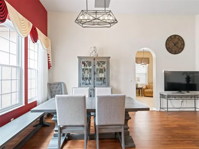 Dining area w/Designer Light Fixture