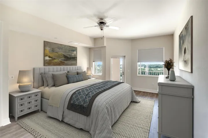 Virtually staged primary bedroom