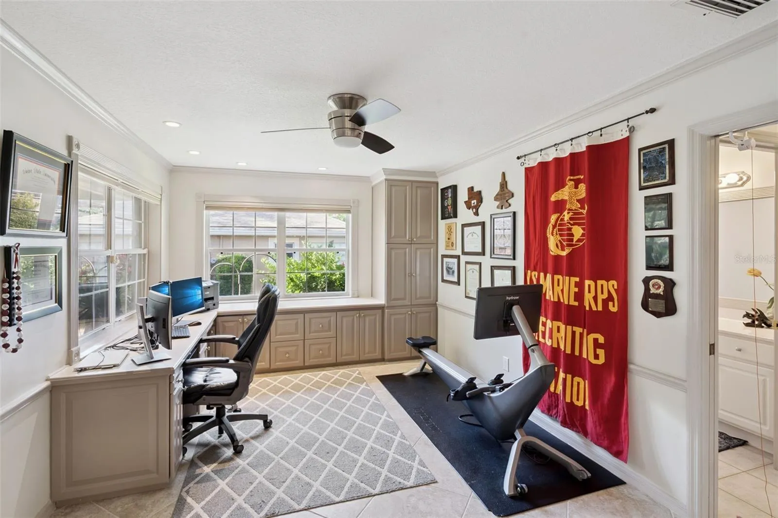 Office with French doors.