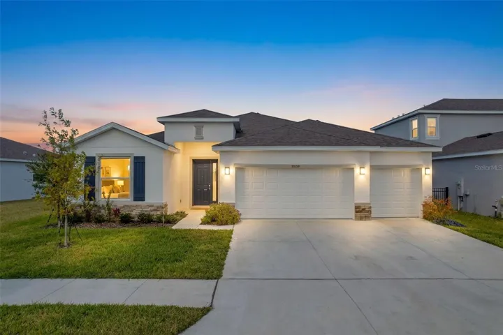 Evening Front Exterior Elevation